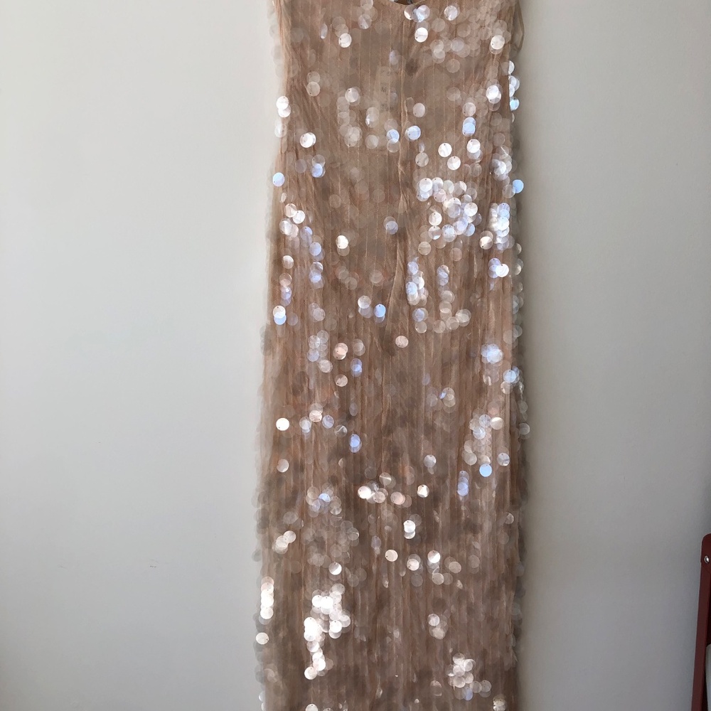 Vintage ZARA - Nude Pink Sequins Strapless Formal - Size Medium - STUNNING - Picture 2 of 11